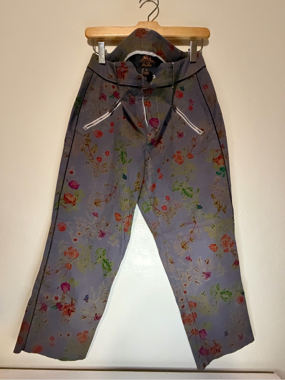 Disney Alice in Wonderland Lavender Floral Wide-Leg Pants with Multicolor Blooms